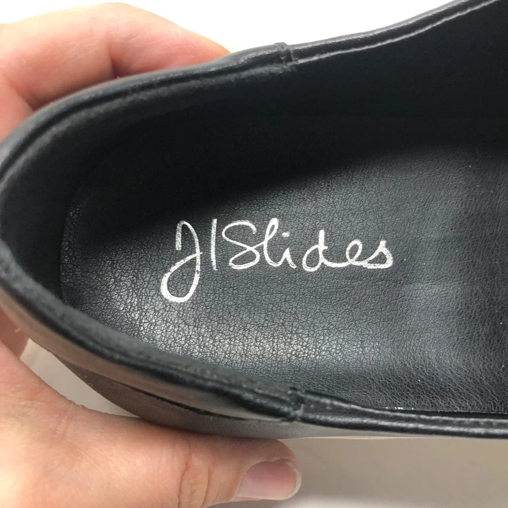 J Slides Noel Platform Sneakers Womens 10 Regular Black Leather Comfort